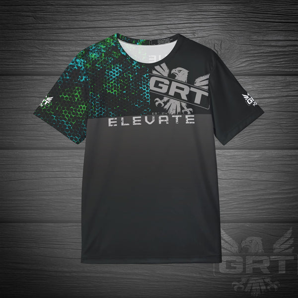 GRT HexWave- Teal Surge- Men’s Athletic Shirt-Teal/Green – Lightweight, Moisture-Wicking, Glitch Tech Design