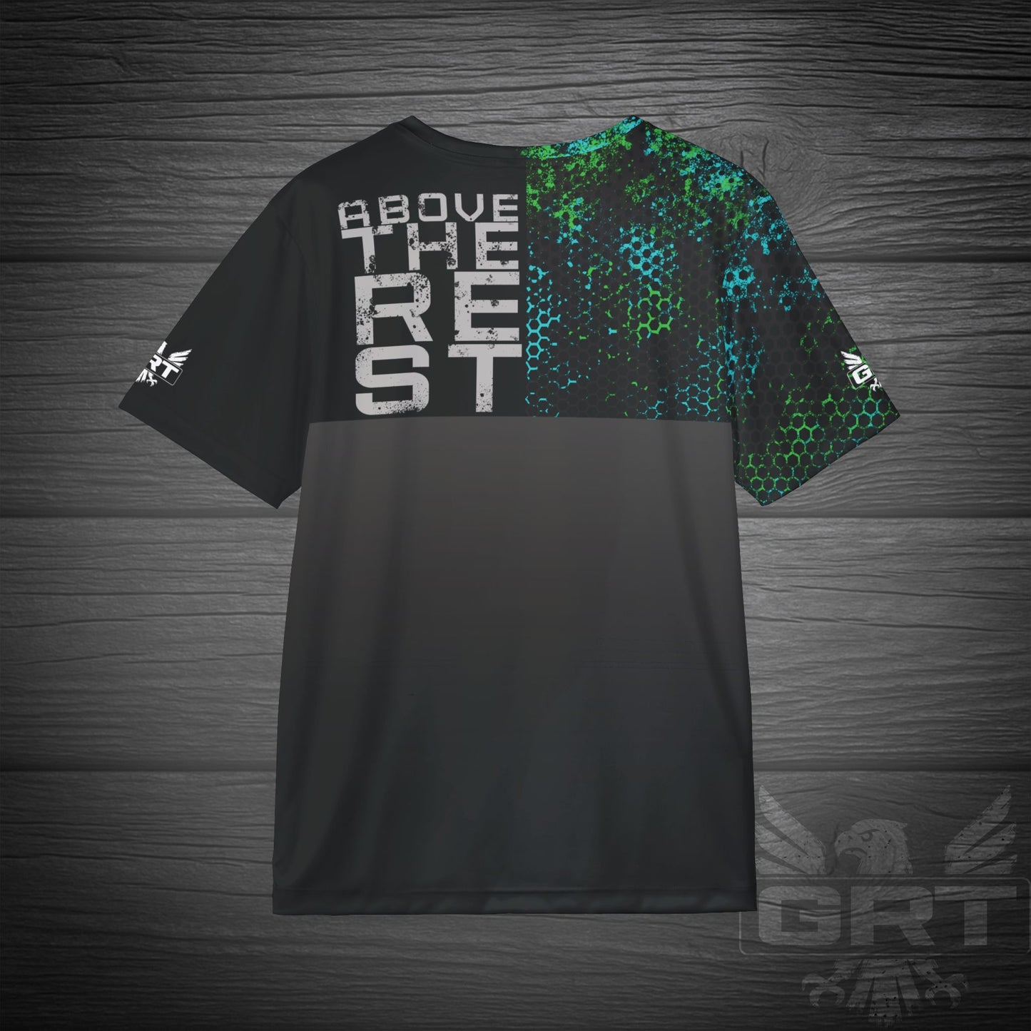 GRT HexWave- Teal Surge- Men’s Athletic Shirt-Teal/Green – Lightweight, Moisture-Wicking, Glitch Tech Design