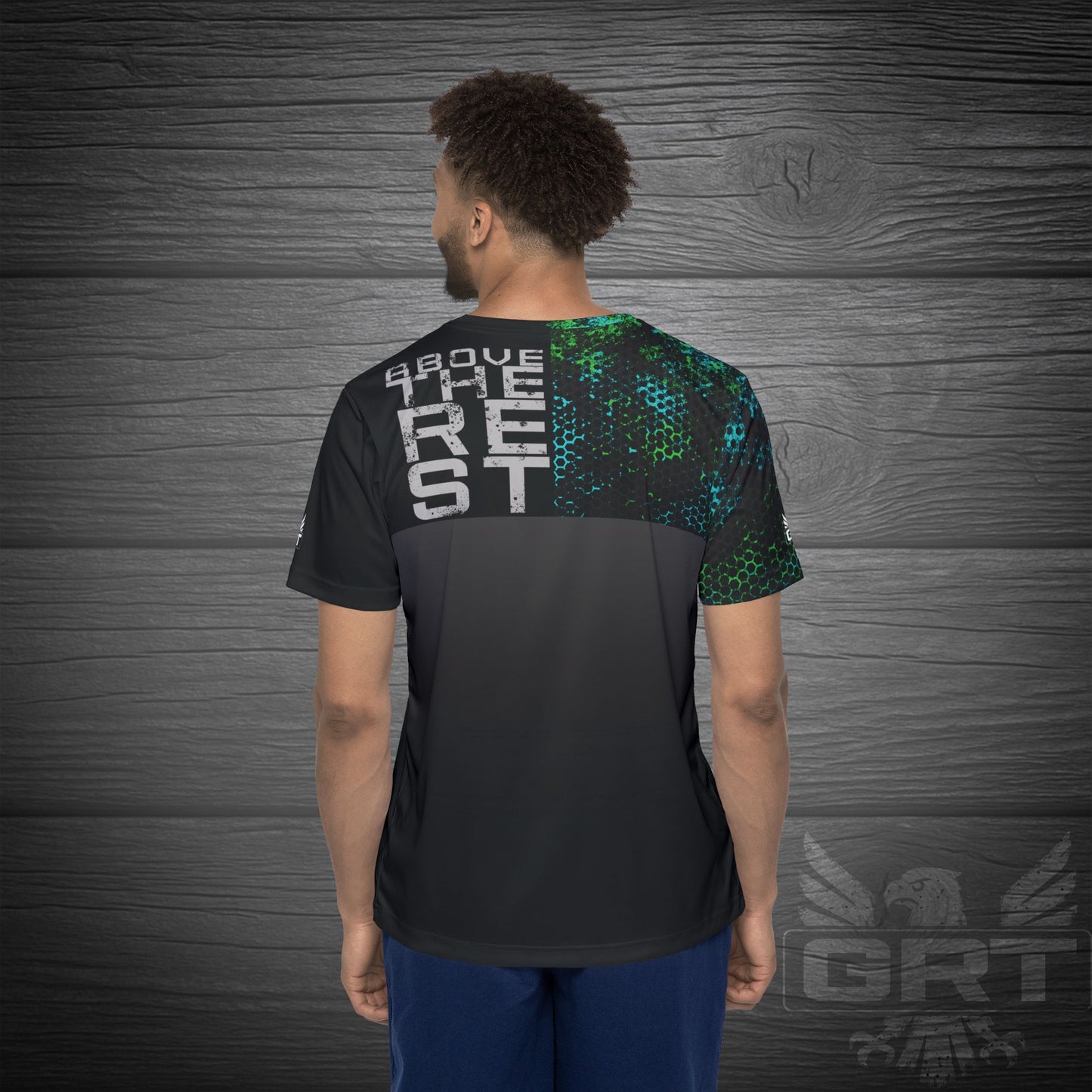GRT HexWave- Teal Surge- Men’s Athletic Shirt-Teal/Green – Lightweight, Moisture-Wicking, Glitch Tech Design