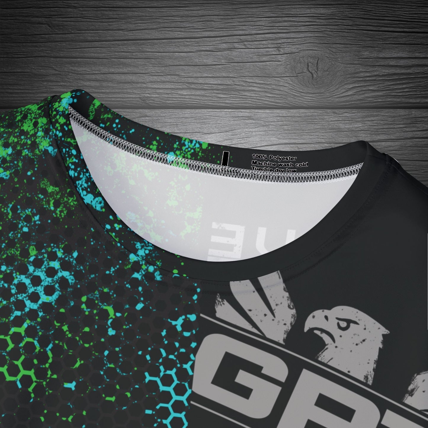GRT HexWave- Teal Surge- Men’s Athletic Shirt-Teal/Green – Lightweight, Moisture-Wicking, Glitch Tech Design